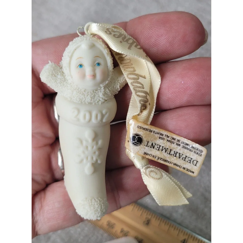 Dept 56 Snowbabies Ornaments Baby In My Stocking 2002 Holiday Drummer Set of 2
